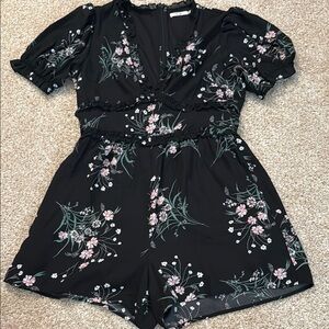 Floral Black Romper